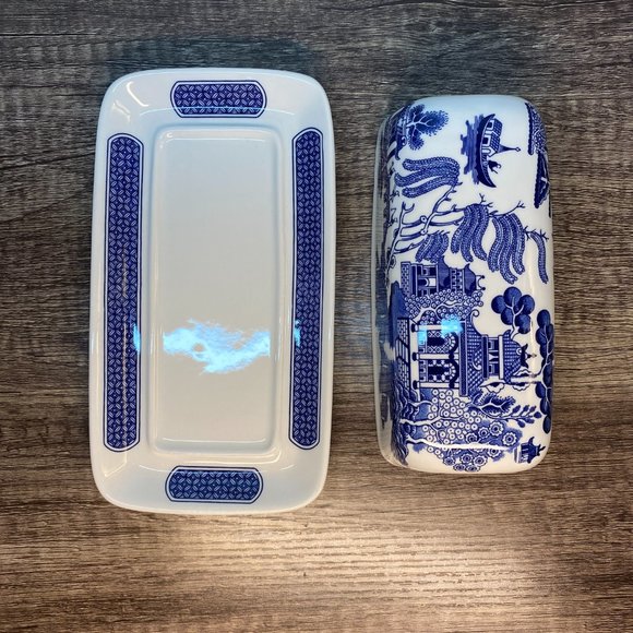 Blue Willow Bone China by Churchill Covered Butter Dish NWT - Picture 8 of 11